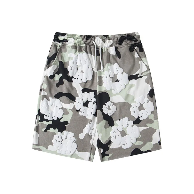 D317# DENIM TEARS Kapok European and American trendy brand high quality foam flocking camouflage printed short-sleeved suit Color Camouflage blue Camouflage powder Camouflage gray Camouflage apricot Camouflage green Size S-XL